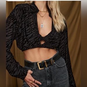 12th Tribe Zebra Wrap Top, Size S